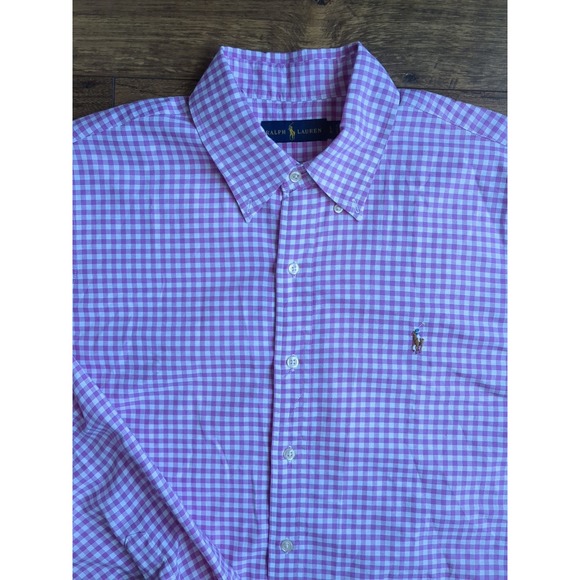 Polo Ralph Lauren Other - Polo Ralph Lauren Mens L Pink Gingham‎ Long Sleeve Button Shirt Logo